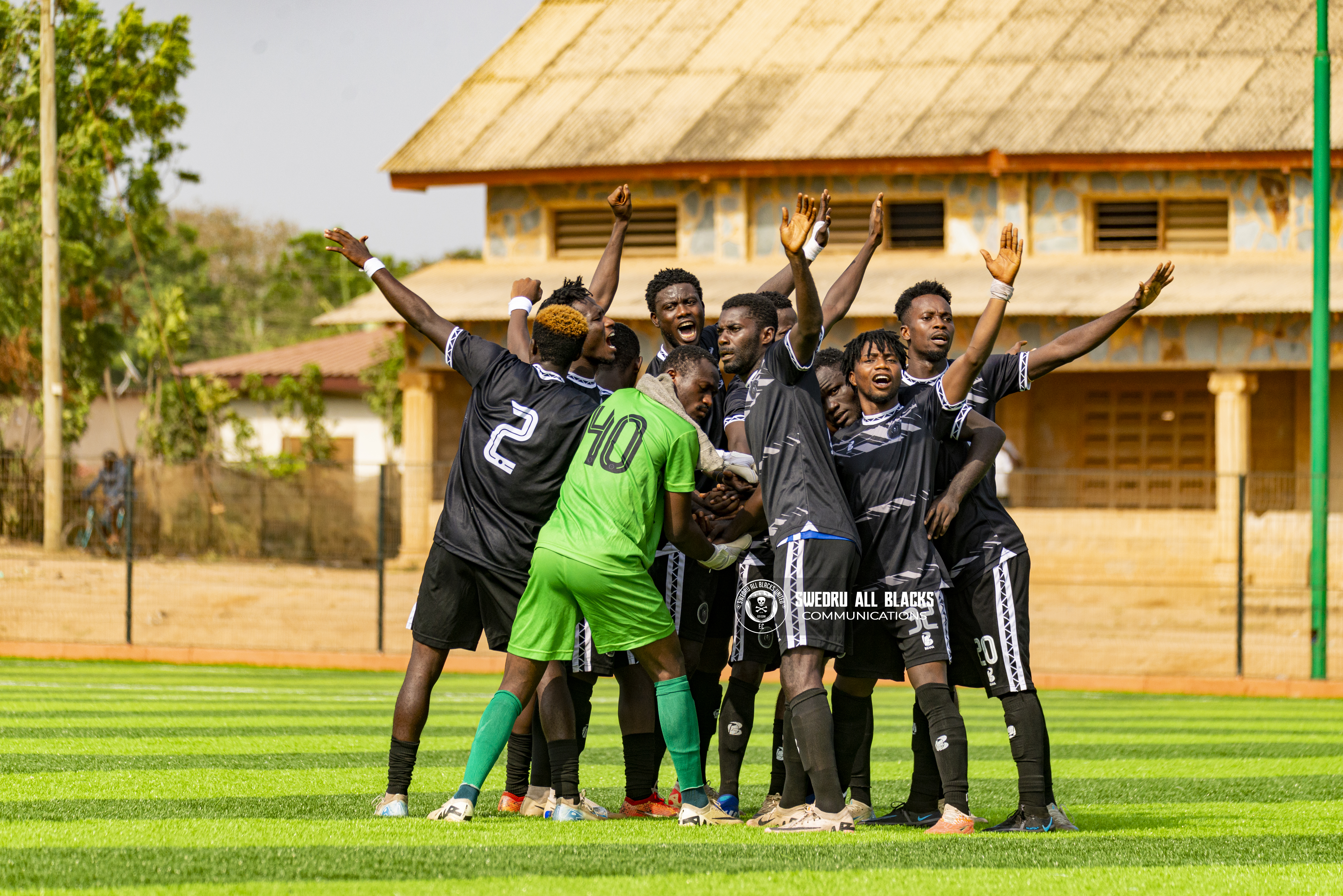 Swedru All Blacks — celebration on the field after promotion